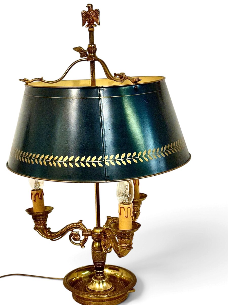 French Empire Style Gilt Brass Bouillotte Table Lamp, Circa 1930-photo-6