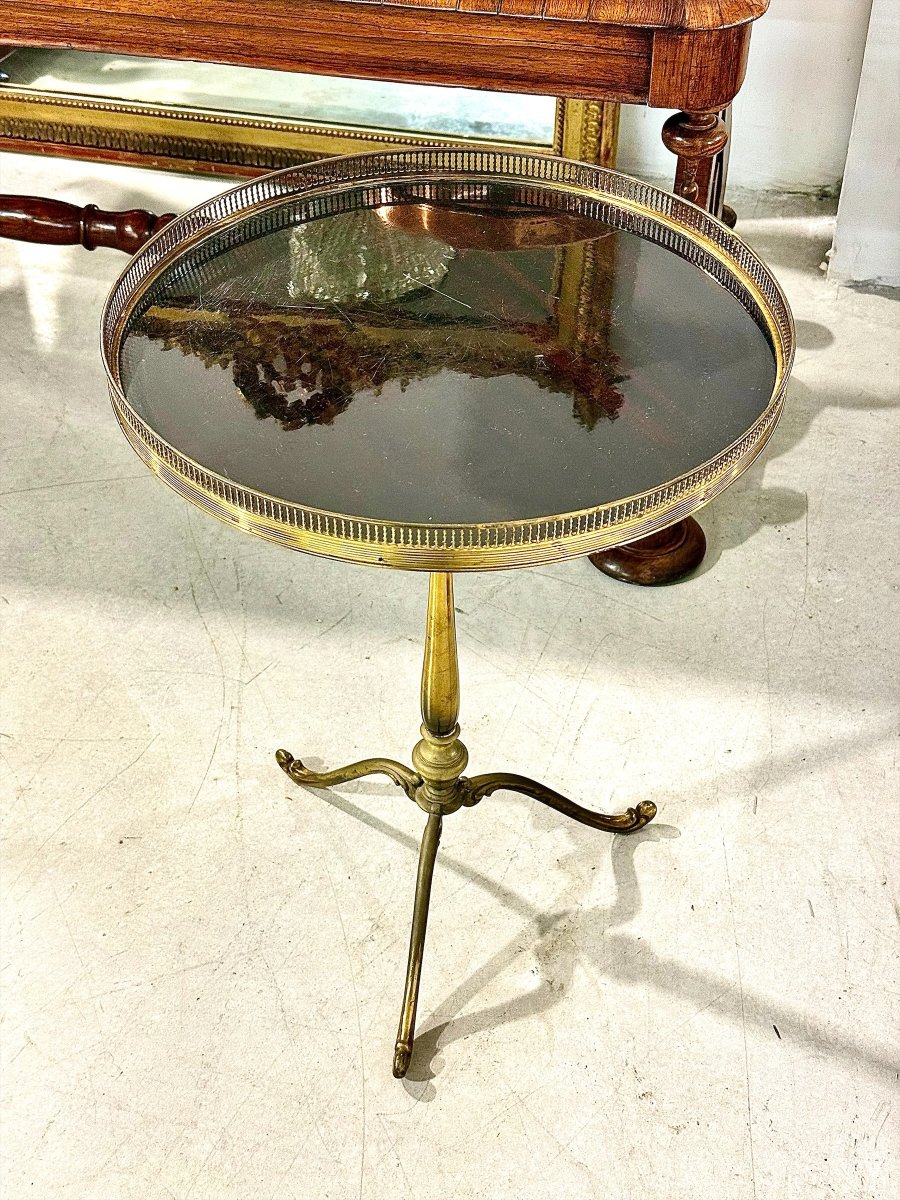 Louis XVI Style Brass Gueridon Side Table, Early 20th Century-photo-3