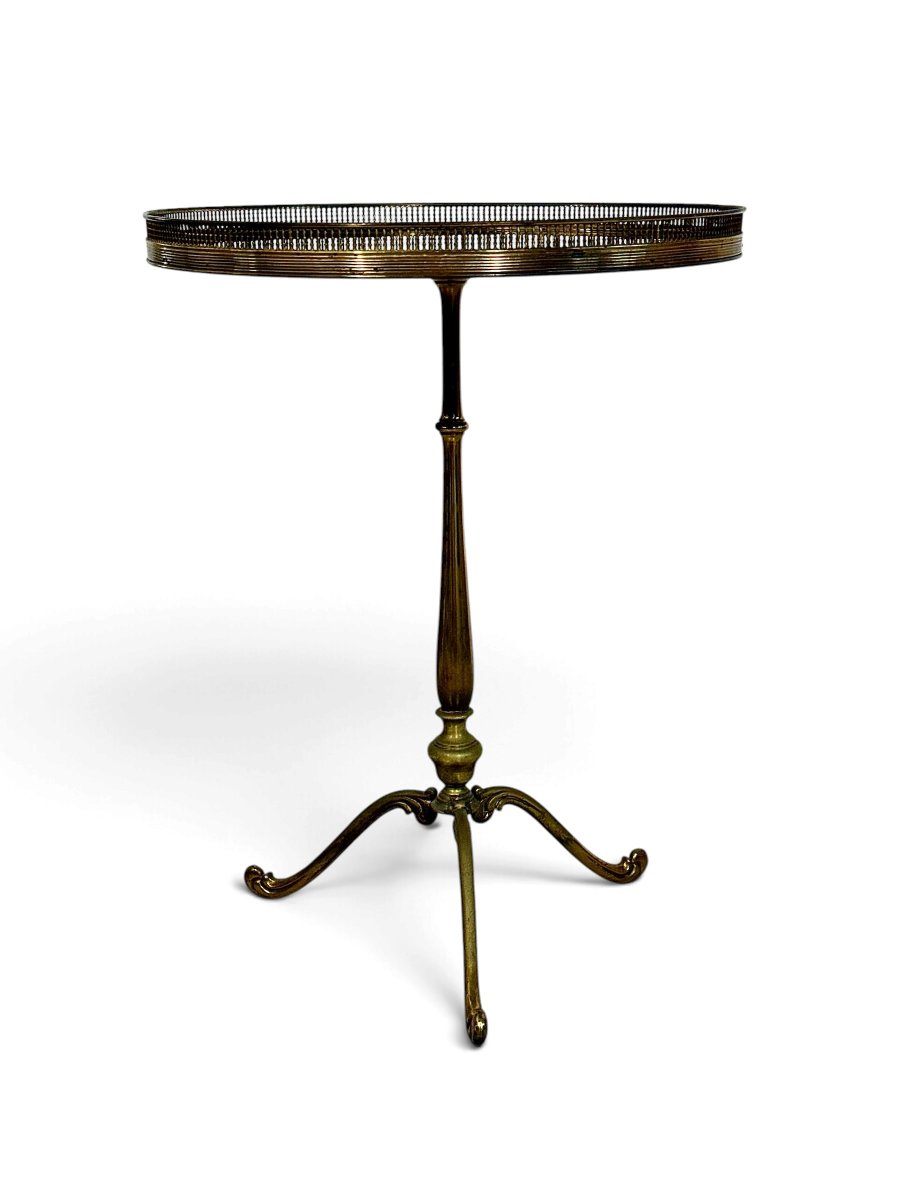 Louis XVI Style Brass Gueridon Side Table, Early 20th Century-photo-2