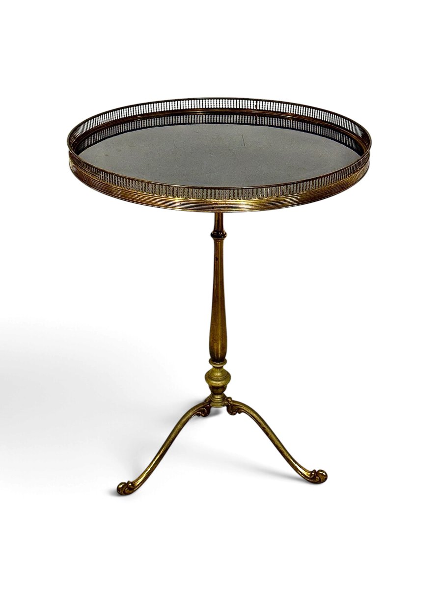 Louis XVI Style Brass Gueridon Side Table, Early 20th Century-photo-8