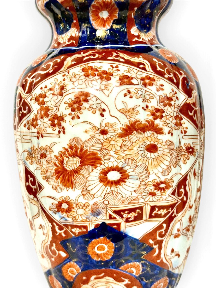 Pair Of Japanese Imari Porcelain Vases, Late 19th Century-photo-3