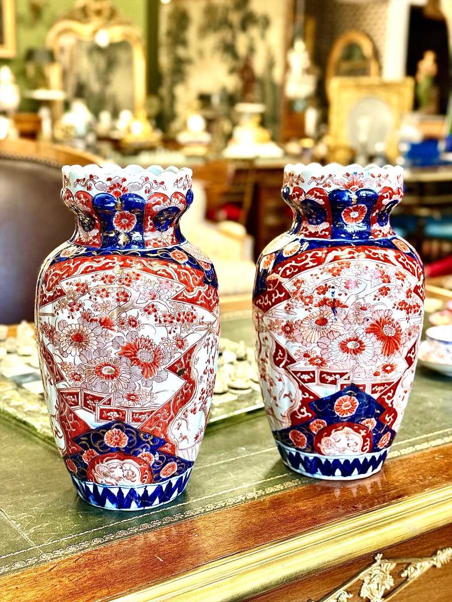 Pair Of Japanese Imari Porcelain Vases, Late 19th Century-photo-8