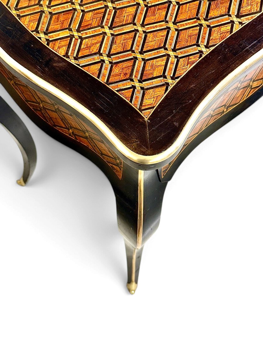 19th Century Napoleon III Marquetry Vanity Table With Mirror-photo-4