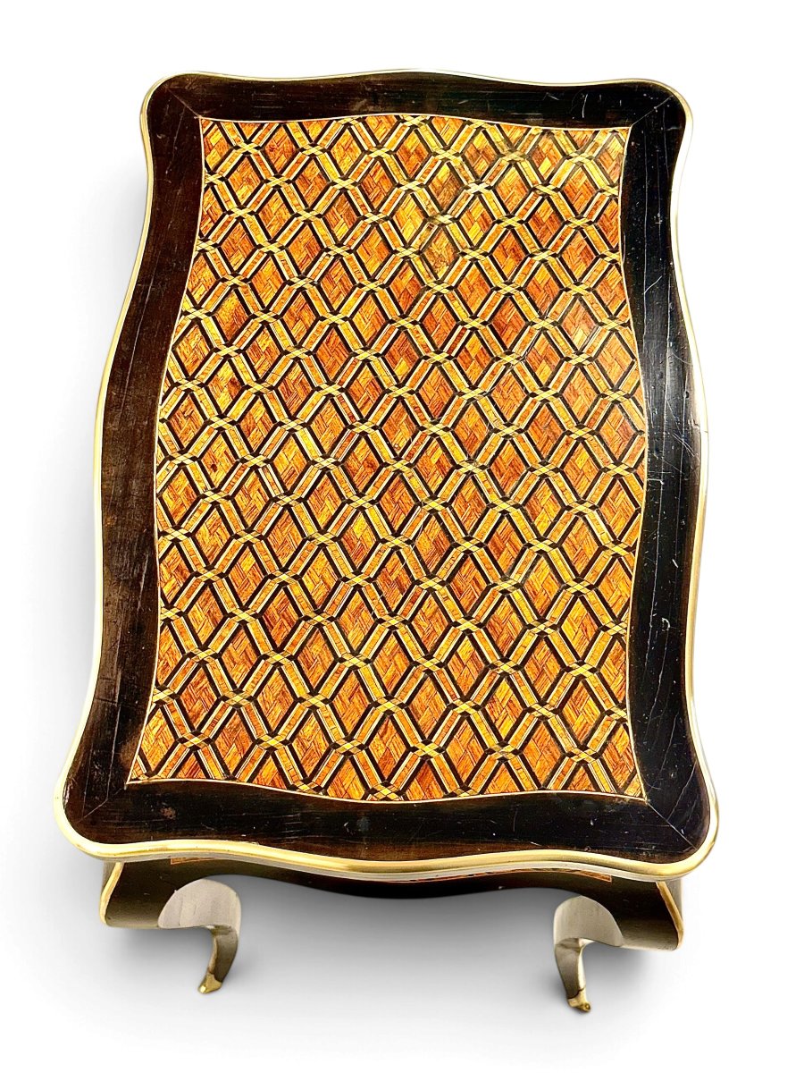 19th Century Napoleon III Marquetry Vanity Table With Mirror-photo-3