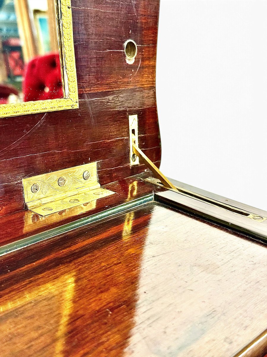 19th Century Napoleon III Marquetry Vanity Table With Mirror-photo-4