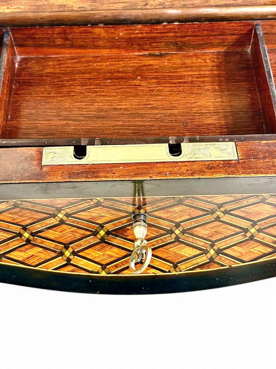 19th Century Napoleon III Marquetry Vanity Table With Mirror-photo-5