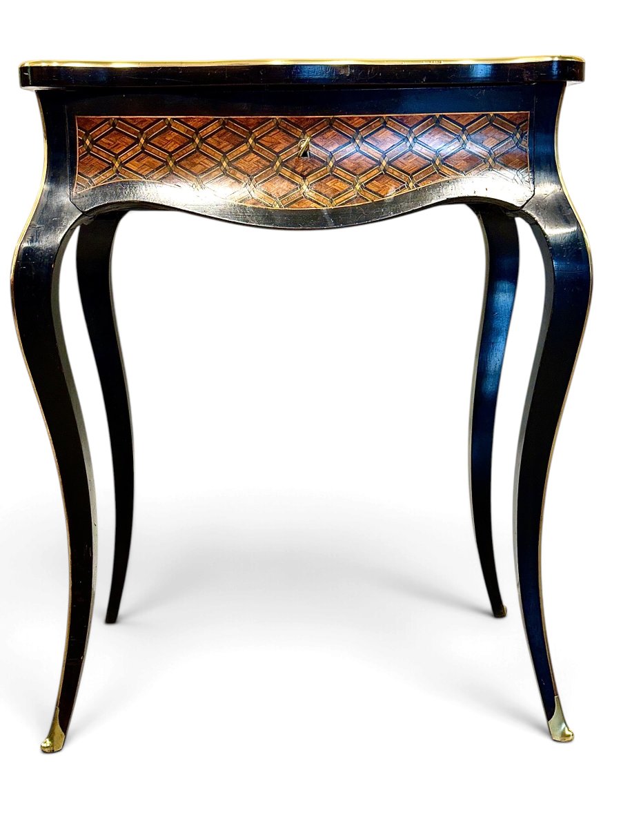 19th Century Napoleon III Marquetry Vanity Table With Mirror