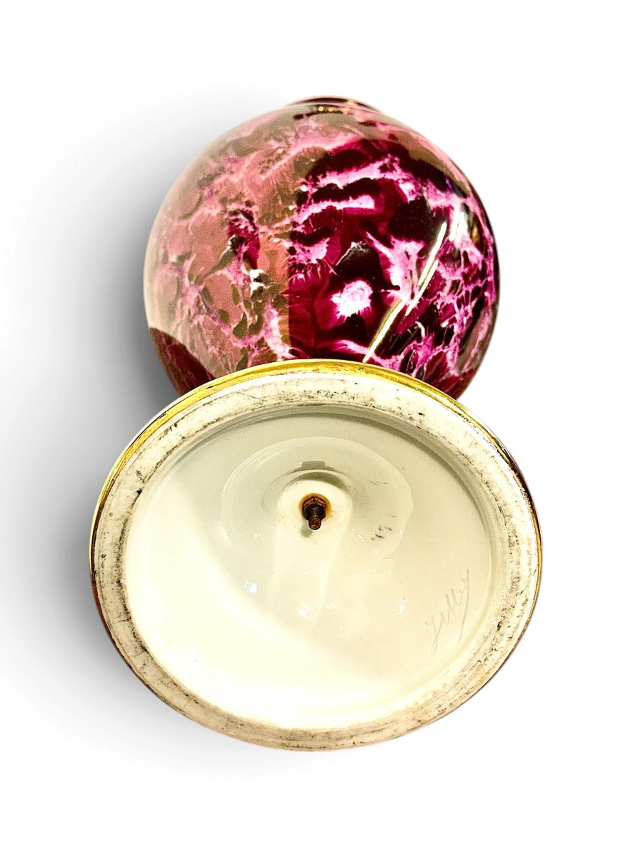 French Limoges Marbled Porcelain Vase, Maison Chabanier, Late 19th Century-photo-3