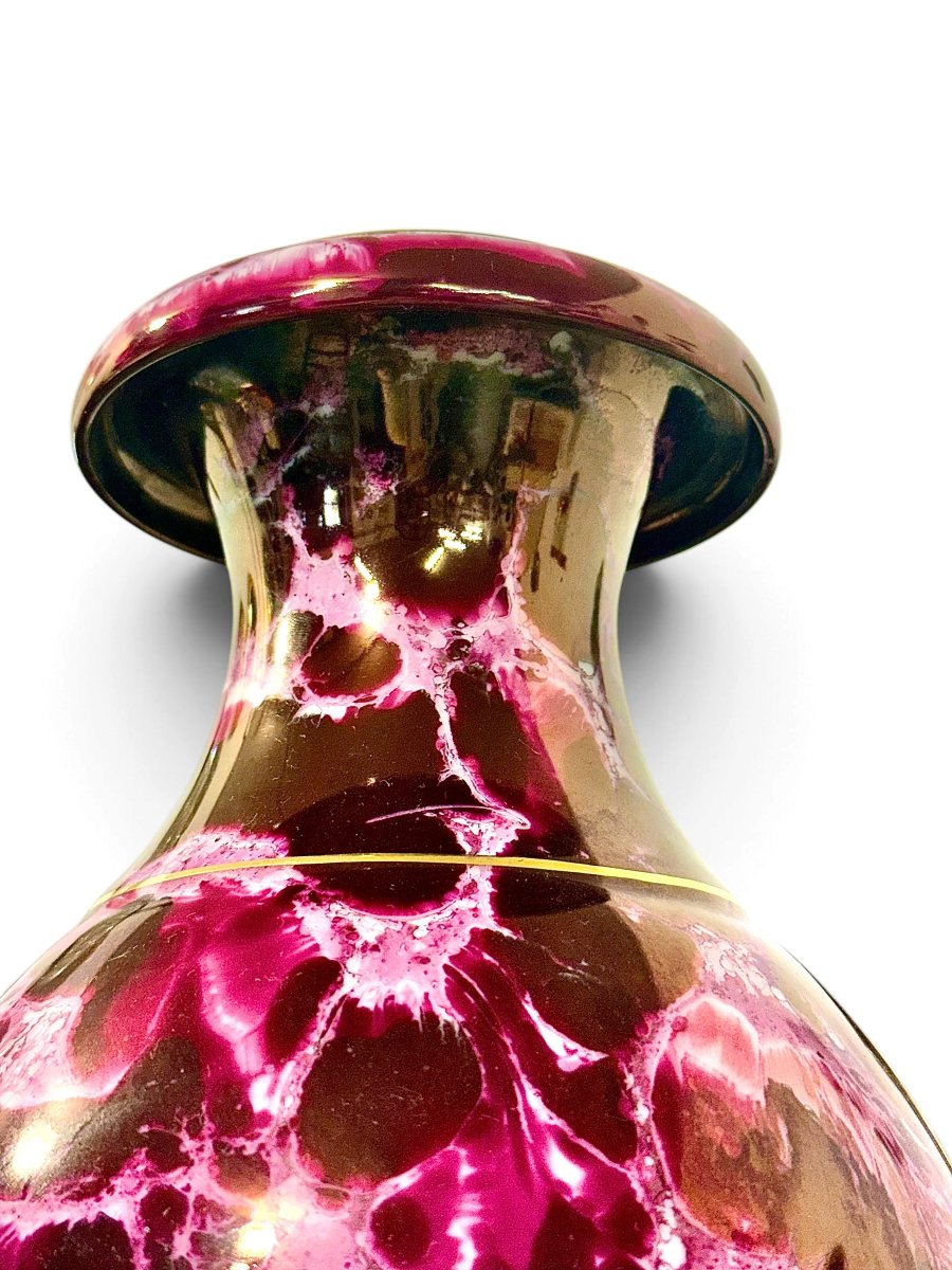 French Limoges Marbled Porcelain Vase, Maison Chabanier, Late 19th Century-photo-6