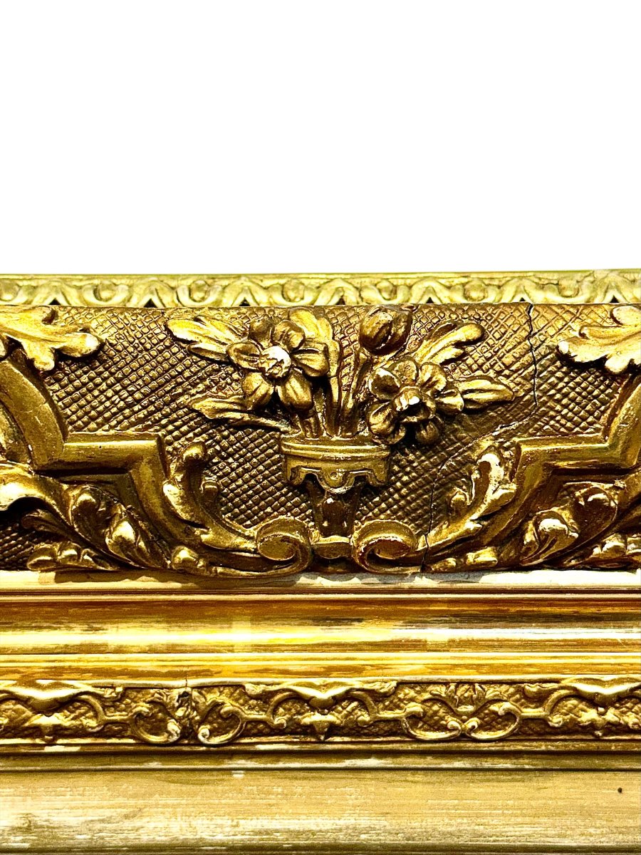 Miroir français Napoléon III en bois doré à glace biseautée, XIXe siècle-photo-6