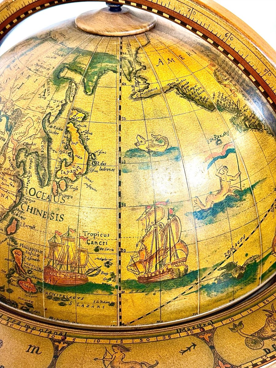 Globe terrestre bar vintage dans le goût de Zoffoli, XXe siècle-photo-6