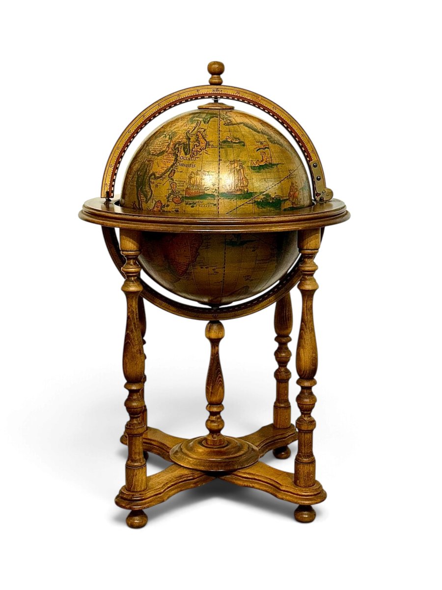 Globe terrestre bar vintage dans le goût de Zoffoli, XXe siècle-photo-8
