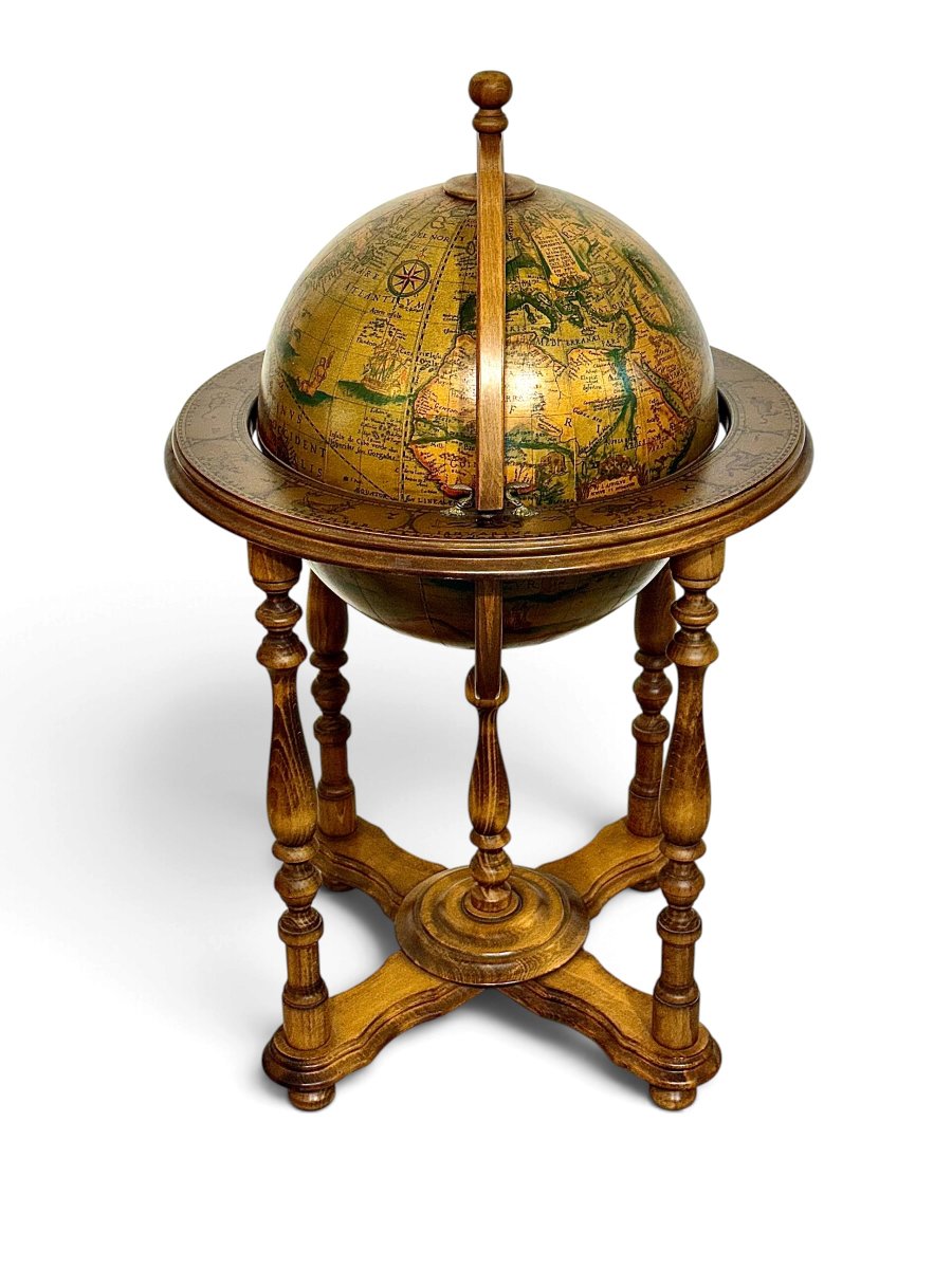 Globe terrestre bar vintage dans le goût de Zoffoli, XXe siècle