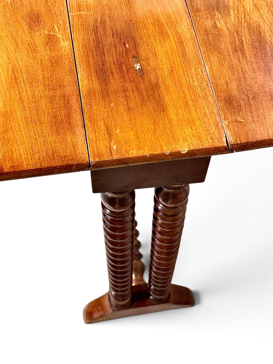 19th-century English Drop-leaf Table With Bobbin-turned Base-photo-6