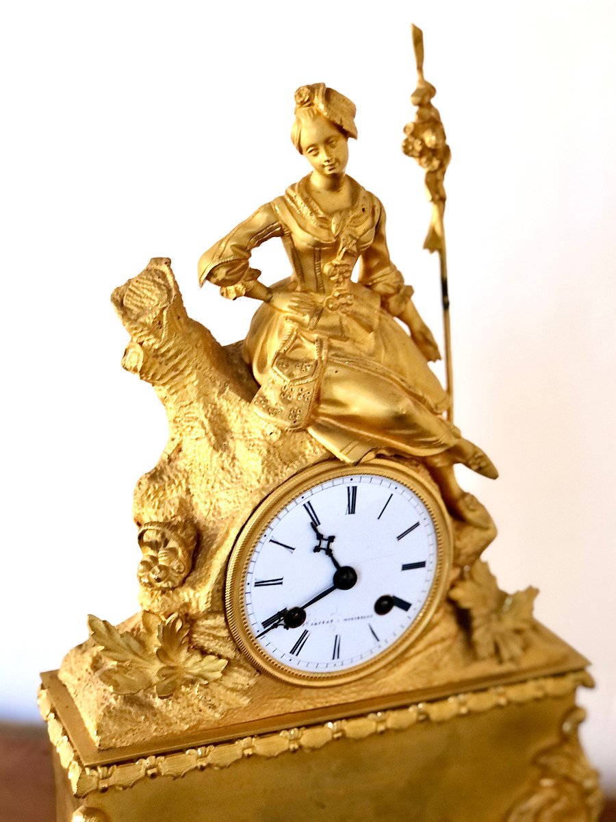 A Fine 19th Century Epoque Gilded Chiseled Bronze Clock-photo-4