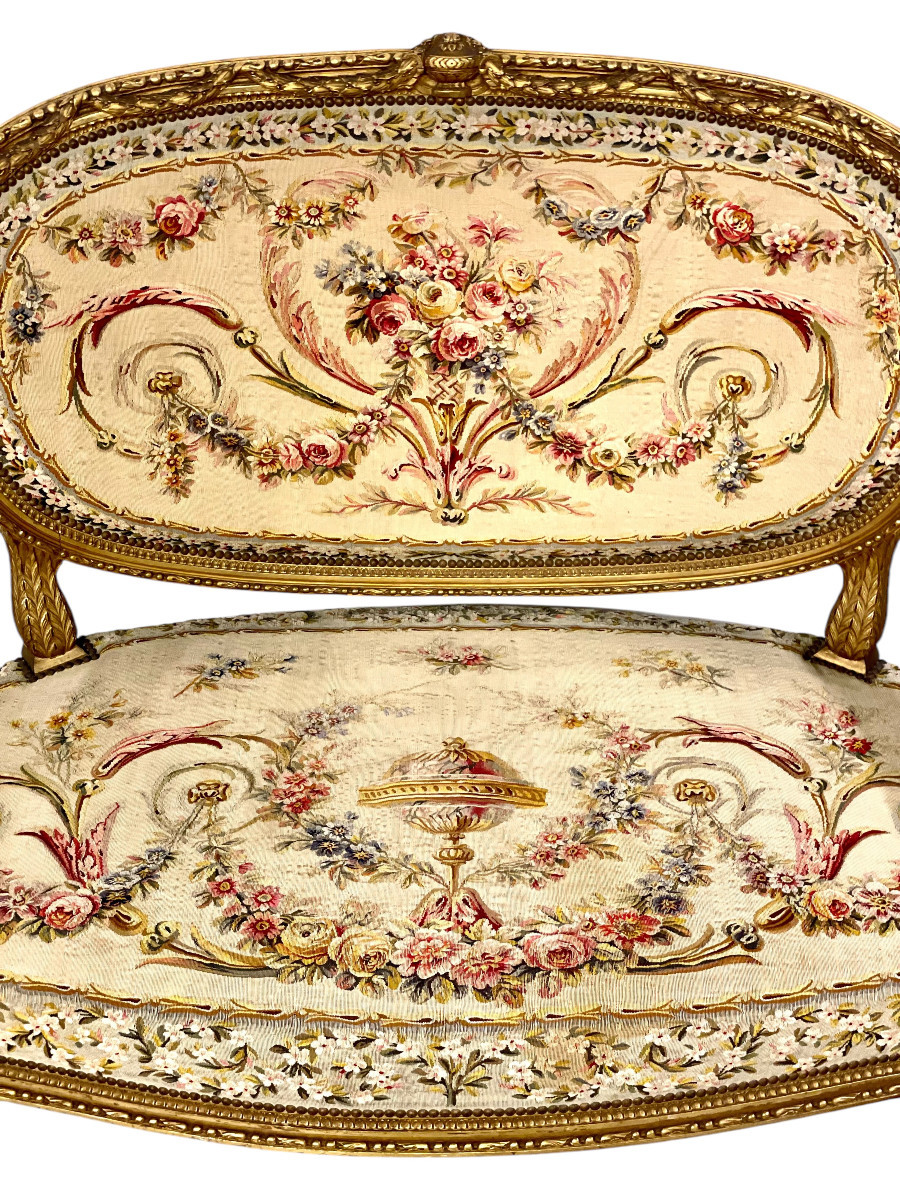 Exceptional French Giltwood Sofa, 19th Century-photo-2