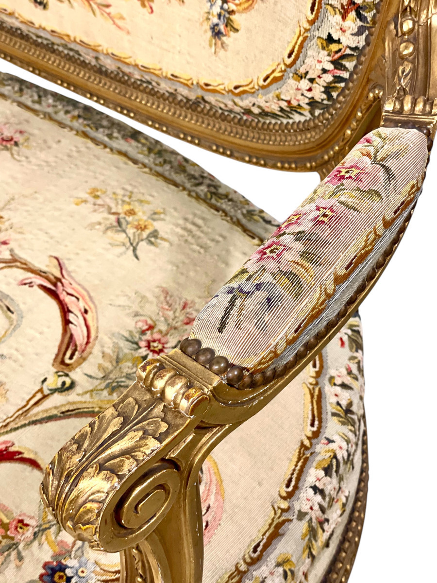 Exceptional French Giltwood Sofa, 19th Century-photo-3