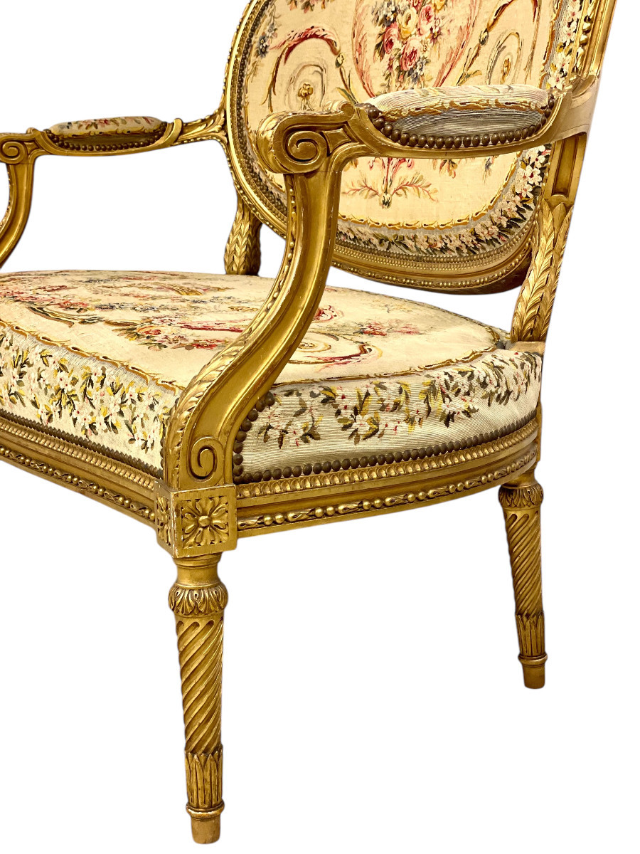 Exceptional French Giltwood Sofa, 19th Century-photo-4