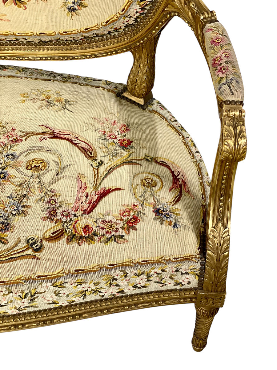 Exceptional French Giltwood Sofa, 19th Century-photo-6