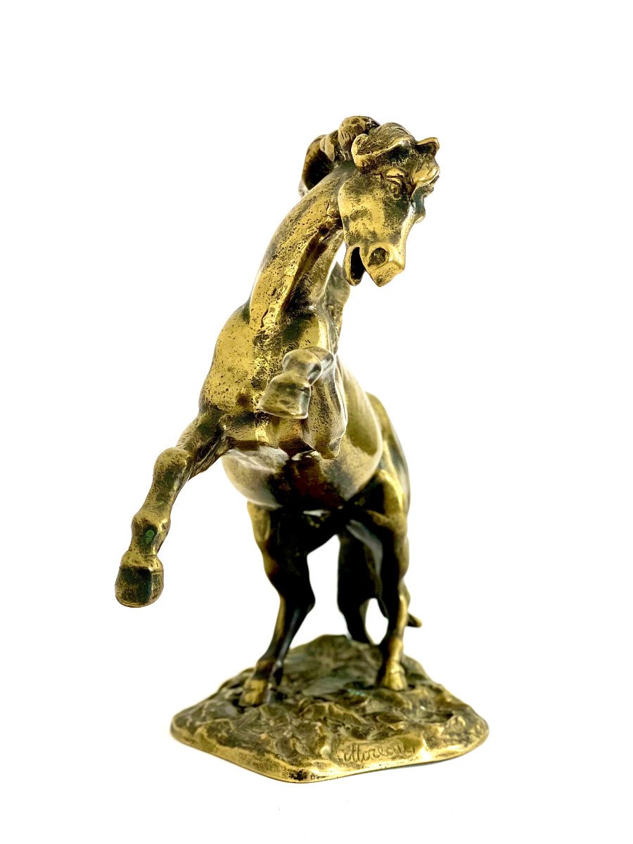 Cheval Cabré en Bronze Doré par le Sculpteur Hippolyte Moreau. -photo-2