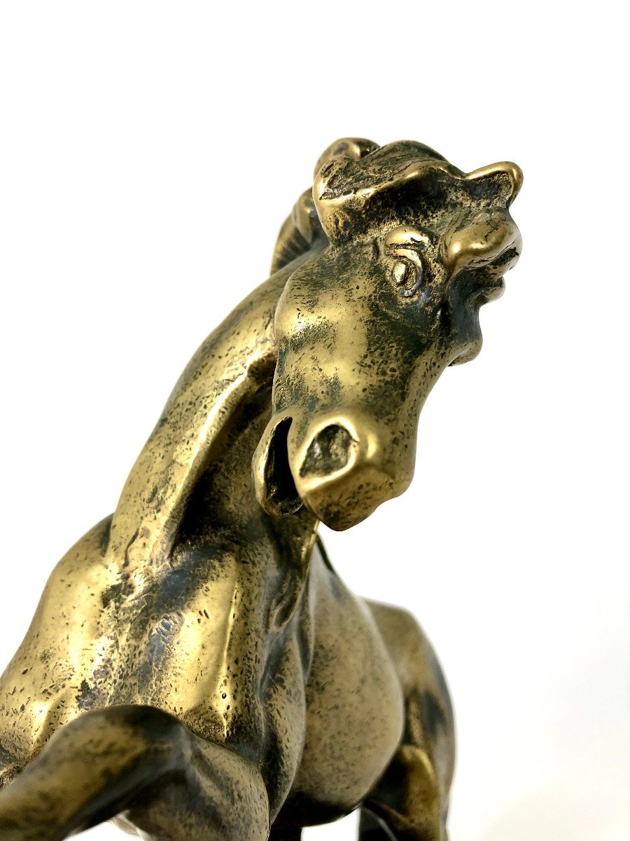 Cheval Cabré en Bronze Doré par le Sculpteur Hippolyte Moreau. -photo-1