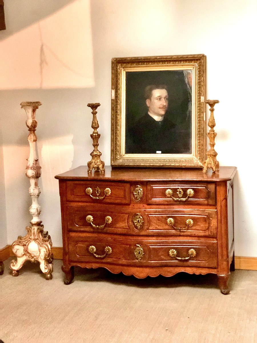 Commode Serpentine En Bois Fruitier Du XVIIIème Siècle-photo-3