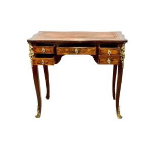 18th Century Superb Gilt Bronze Mounted Writing Lady Desk, By Delorme