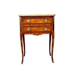 Transition Style Petite Commode With Marble Top