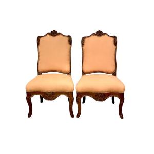 Paire de Chaises d'Epoque Régence en Hêtre