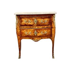Petite Louis XV Marquetry Commode With Marble Top
