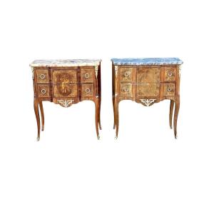  Pair Of Complementary Transitional Commodes With Marble Tops