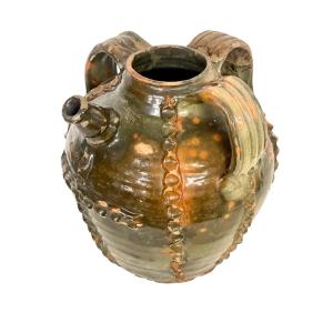 18th C. Green-glazed Walnut Oil Jar 