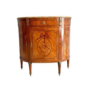 19th Century Louis XVI Style Demilune Commode With Marble Top