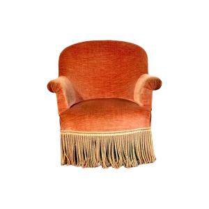 19th Century Child’s Velvet Armchair With Decorative Fringe
