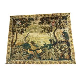 19th Century French Verdure Tapestry With Birds And Pastoral Landscape