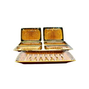 20th Century Sarreguemines Majolica Asparagus Service Set