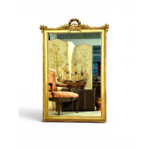 Grand Miroir Trumeau en Bois Doré de Style Louis XVI, vers 1890