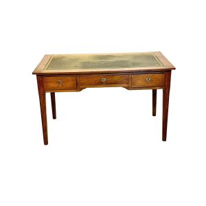 19th Century Beechwood Writing Desk With Leather Top & Side Pull-out Slides