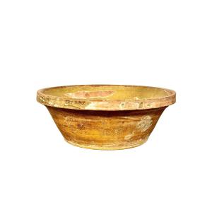 19th Century French Glazed Terracotta Mixing Bowl, Rustic Country Pottery