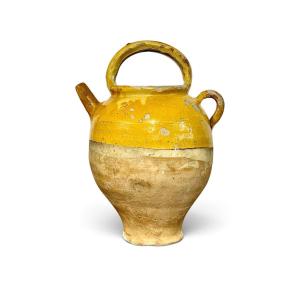 19th Century French Yellow Glazed Terracotta Water Jug