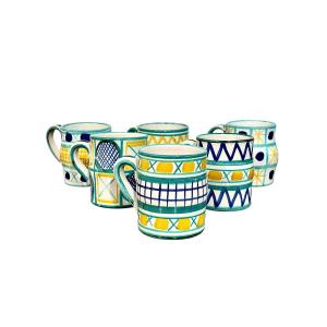 Ensemble de six tasses en céramique de Robert Picault, Vallauris France, vers 1960