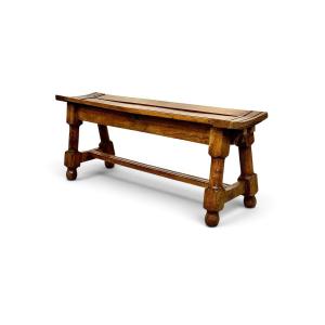 19th Century French Walnut Curved Slatted Bench, Circa 1880