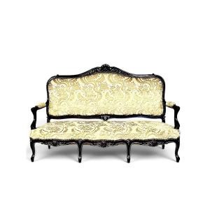 Large French Napoleon III Carved And Gilt Beechwood Settee, Circa 1860