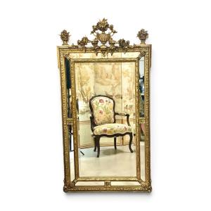 French Napoleon III Giltwood Pareclose Mirror, 19th Century