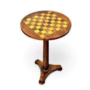 19th Century French Walnut And Lemonwood Marquetry Chess Table