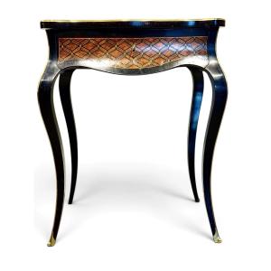 19th Century Napoleon III Marquetry Vanity Table With Mirror