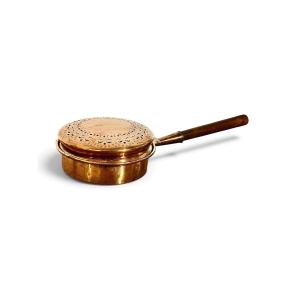 19th Century French Copper Bed Warmer With Pierced Decorative Lid