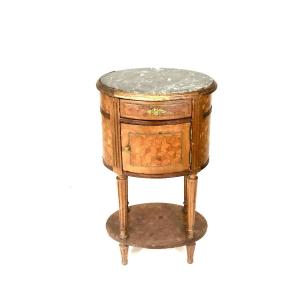 Pretty Nightstand In Marquetry And Marble Top