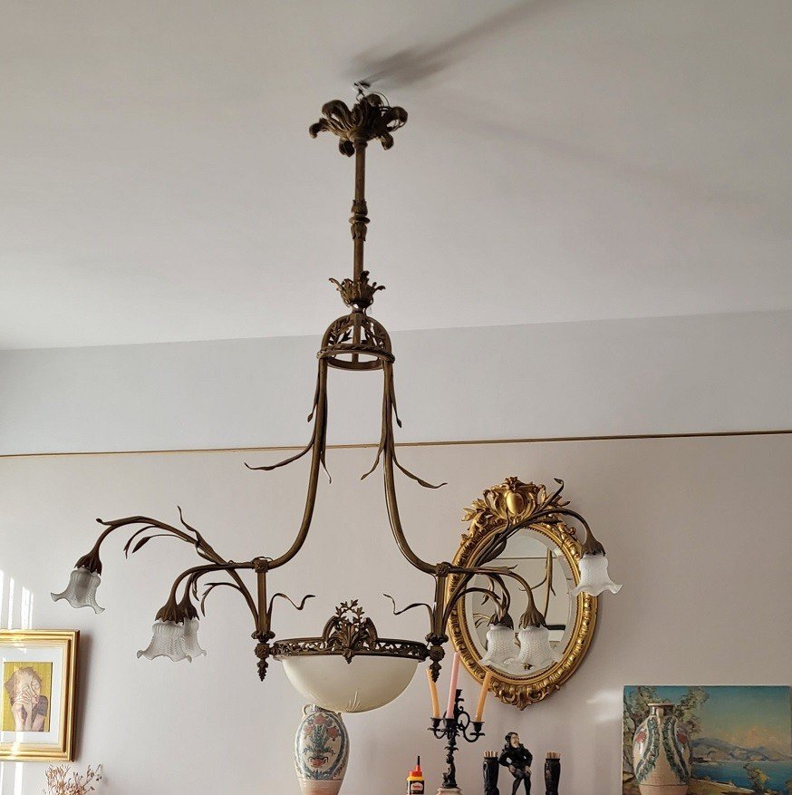 Grande Suspension Billard En Bronze-photo-3
