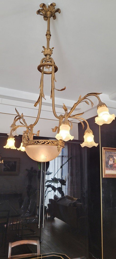 Grande Suspension Billard En Bronze